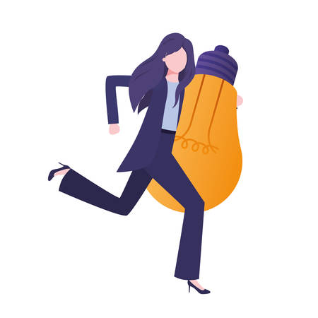 Businesswoman with lightbulb avatar character vector illustration desingのイラスト素材