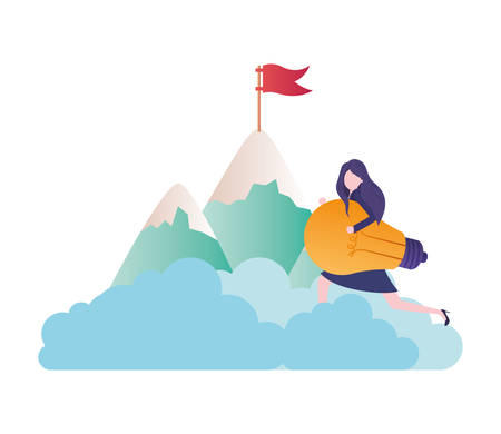 businesswoman with mountain and lightbulb vector illustration desingのイラスト素材