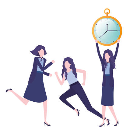 businesswomen with clock avatar character vector illustration desingのイラスト素材