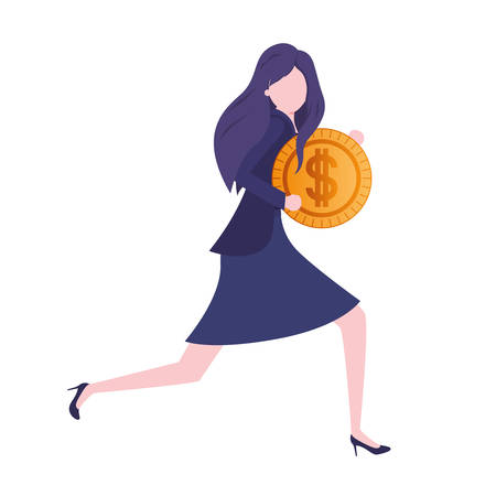 businesswoman with dollar sign avatar character vector illustration desingのイラスト素材