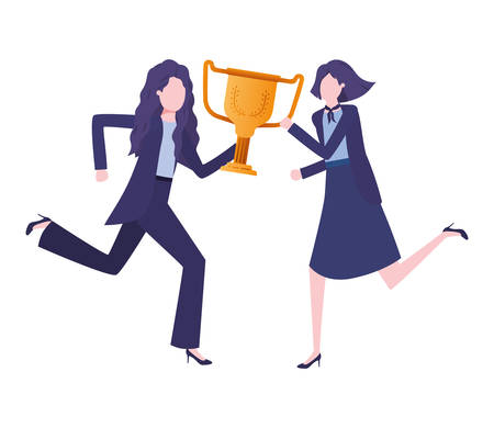 businesswomen with trophy avatar character vector illustration desingのイラスト素材