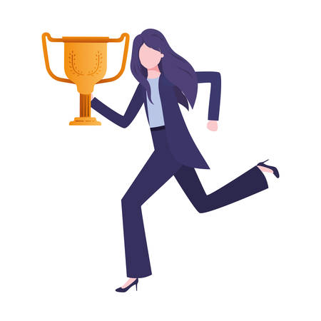 businesswoman with trophy avatar character vector illustration desingのイラスト素材