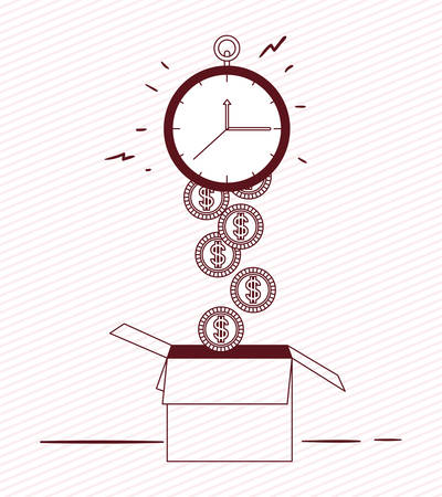 chronometer timer with coins and box vector illustration designのイラスト素材
