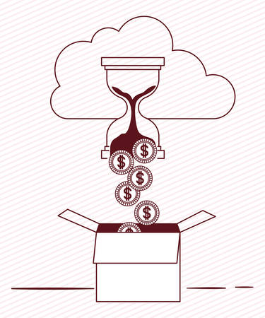 coins cash money with cloud and box vector illustration designのイラスト素材