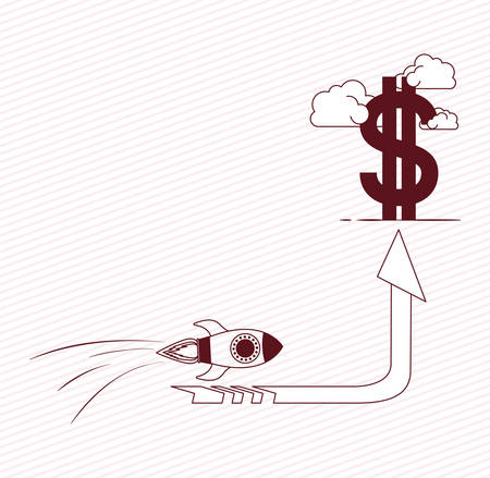 rocket start up with money symbol vector illustration designのイラスト素材