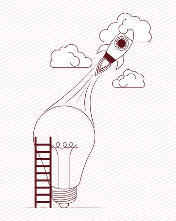 rocket start up with stairs and bulb vector illustration designのイラスト素材