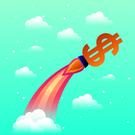 rocket start up with money symbol vector illustration designのイラスト素材
