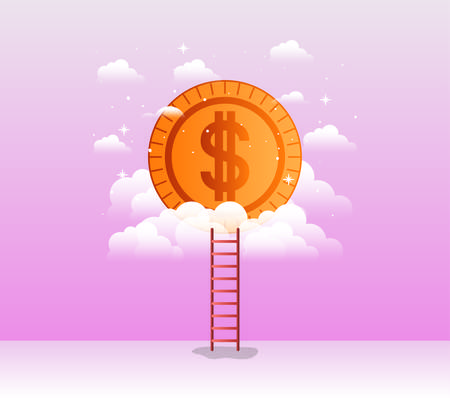 coin money with stair vector illustration designのイラスト素材