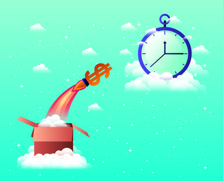 rocket start up with chronometer vector illustration designのイラスト素材