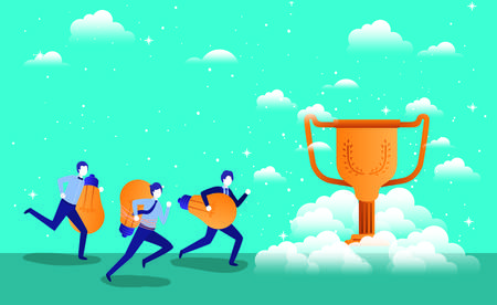 businessmen with trophy cup vector illustration designのイラスト素材