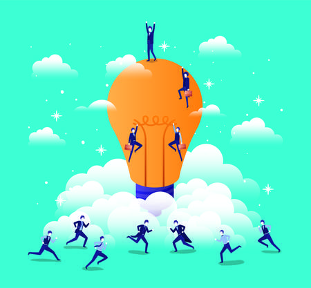 businessmen team with bulb vector illustration designのイラスト素材