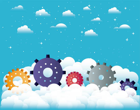 gears machinery in the sky vector illustration designのイラスト素材