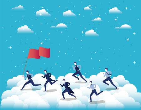 businessmen competing in the sky vector illustration designのイラスト素材