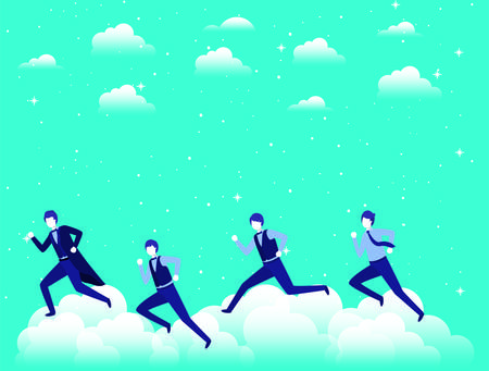 businessmen competing in the sky vector illustration designのイラスト素材