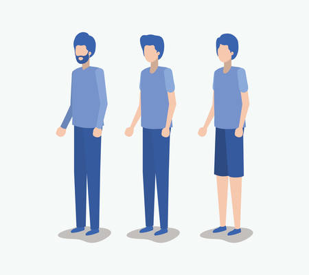 group of young men avatars characters vector illustration designのイラスト素材