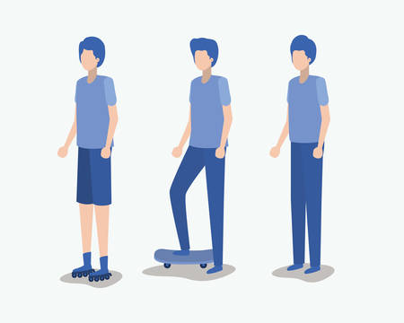 group of young men avatars characters vector illustration designのイラスト素材