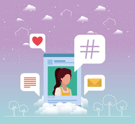 social media acount woman template vector illustration designのイラスト素材