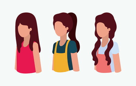 group of girls avatars characters vector illustration designのイラスト素材