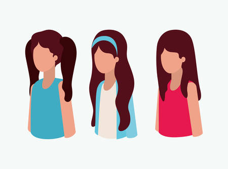 group of girls avatars characters vector illustration designのイラスト素材