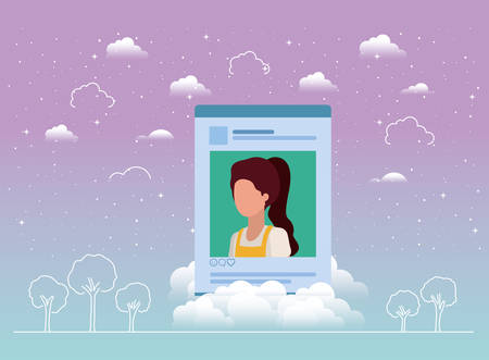 social media acount woman template vector illustration designのイラスト素材
