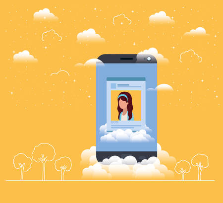 social media acount woman template vector illustration designのイラスト素材