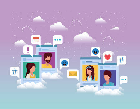 social media group acounts templates vector illustration designのイラスト素材
