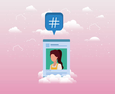 social media acount woman template vector illustration designのイラスト素材