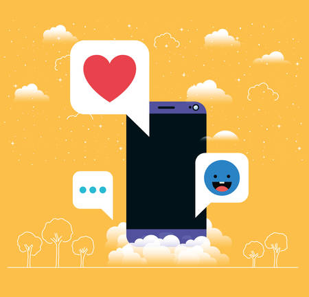 smartphone with social media messages vector illustration designのイラスト素材