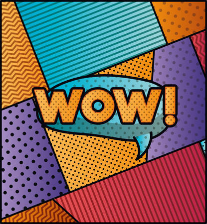expression bubble with wow pop art style vector illustration designのイラスト素材