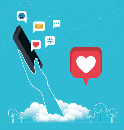 smartphone with social media messages vector illustration designのイラスト素材