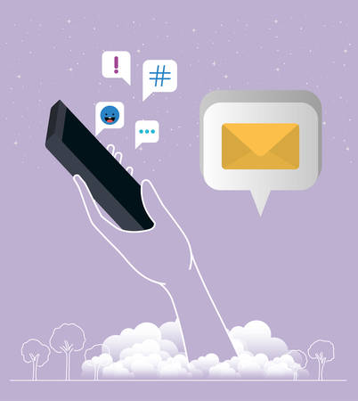 smartphone with social media messages vector illustration designのイラスト素材