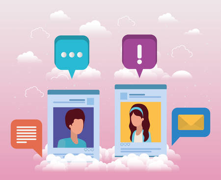 social media couple acount template vector illustration designのイラスト素材