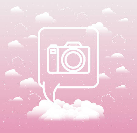 speech bubble with camera photographic trend icon vector illustration designのイラスト素材