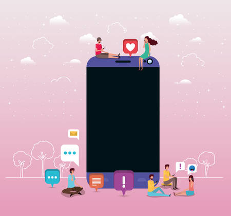 social community with smartphone vector illustration designのイラスト素材