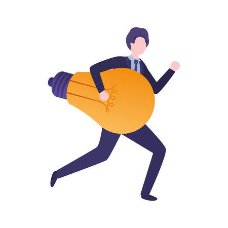 Businessman with lightbulb avatar character vector illustration desingのイラスト素材