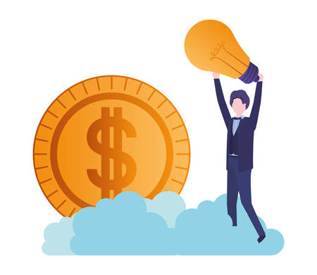 businessman with dollar sign avatar character vector illustration desingのイラスト素材