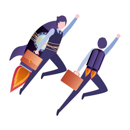 businessmen with rocket avatar character vector illustration desingのイラスト素材