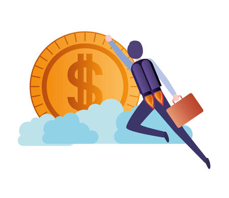 businessman with dollar sign avatar character vector illustration desingのイラスト素材