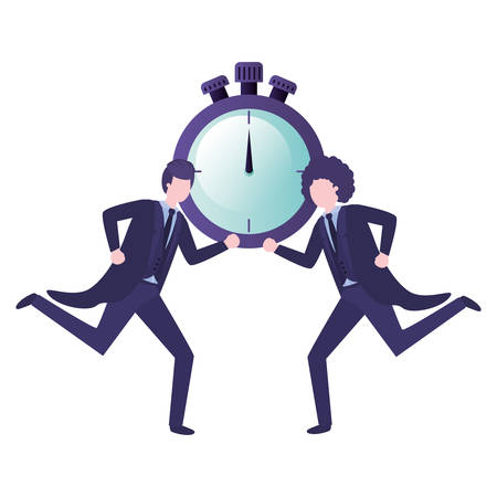 businessmen with clock avatar character vector illustration desingのイラスト素材
