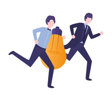 Businessmen with lightbulb avatar character vector illustration desingのイラスト素材