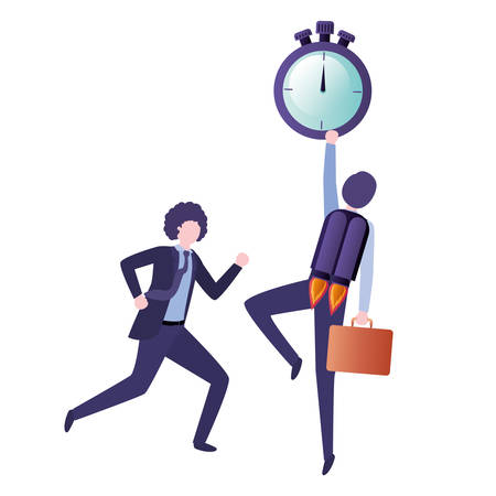businessmen with rocket and clock avatar character avatar character vector illustration desingのイラスト素材