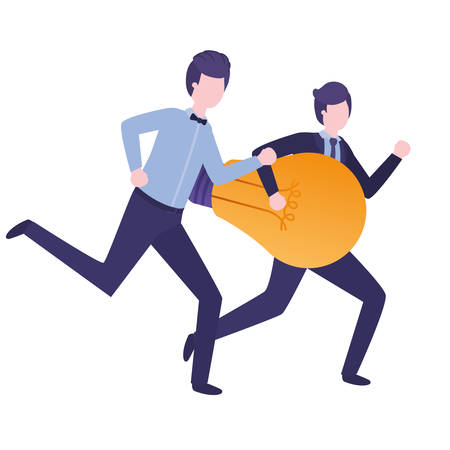 Businessmen with lightbulb avatar character vector illustration desingのイラスト素材