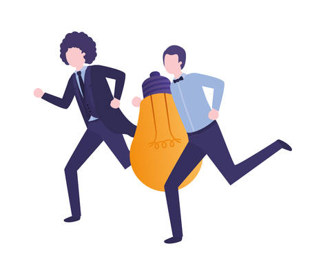 Businessmen with lightbulb avatar character vector illustration desingのイラスト素材