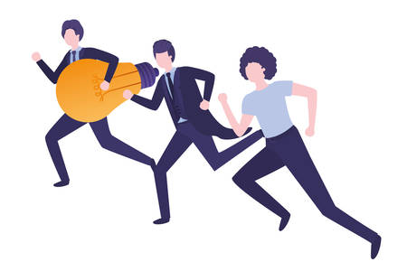 Businessmen with light bulb avatar character vector illustration desingのイラスト素材
