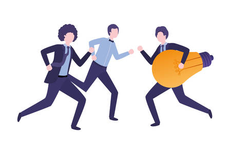 Businessmen with light bulb avatar character vector illustration desingのイラスト素材