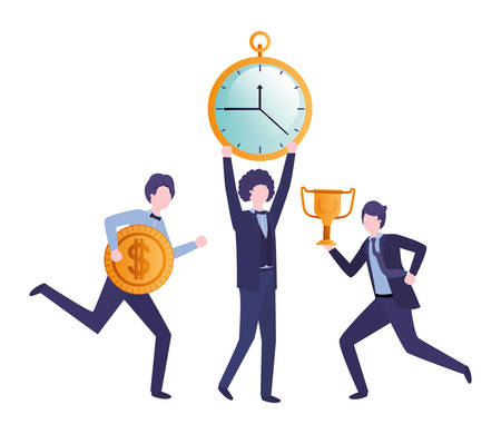 businessmen with clock and set icons vector illustration designのイラスト素材