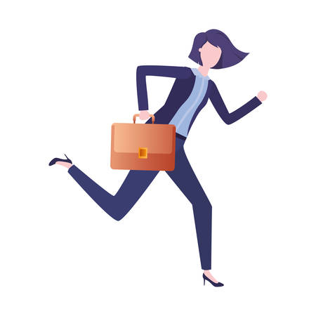 business woman with portfolio avatar character vector illustration desingのイラスト素材