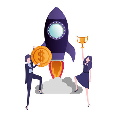 business women with set icons vector illustration designのイラスト素材