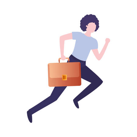 business man with portfolio avatar character vector illustration desingのイラスト素材