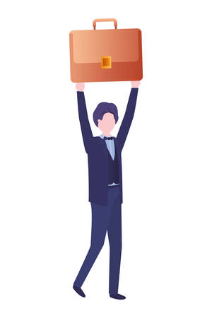 business man with portfolio avatar character vector illustration desingのイラスト素材